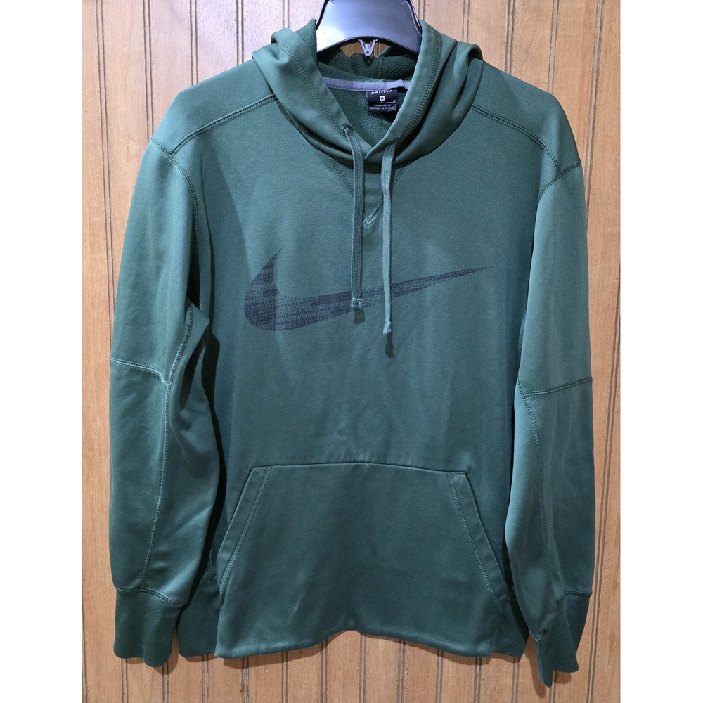 Nike‎ Dri-FIT Hoodie Pullover Sweatshirt Athletic Training Green Swoosh Mens M